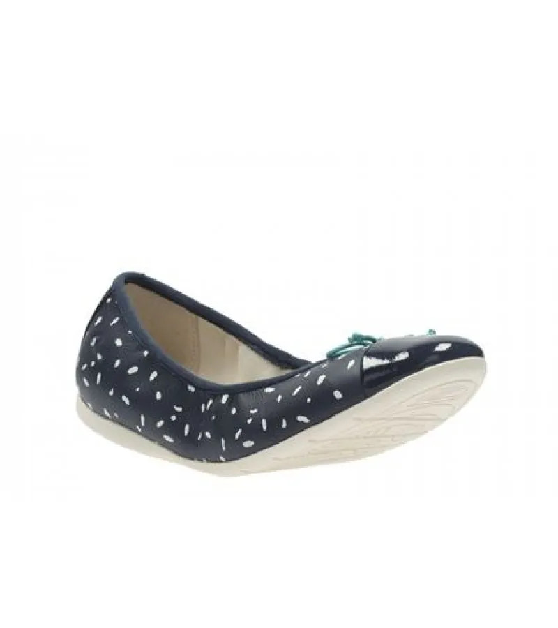 CLARKS - DANCE PUFF JNR NAVY MULTY LEATHER