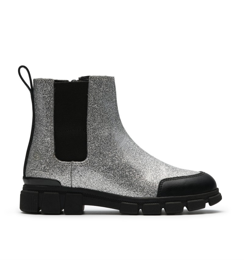 Clarks - Evyn Chelsea Kid Silver Patent