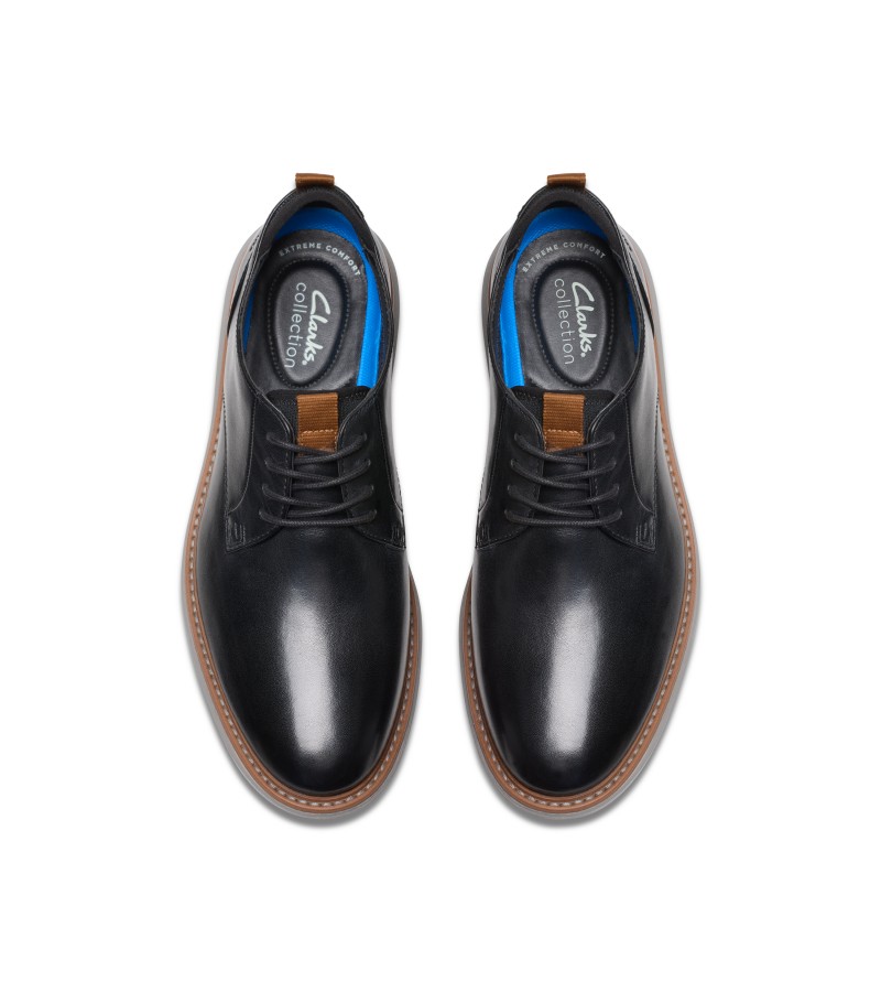 Clarks - Brantin Plain Black Leather