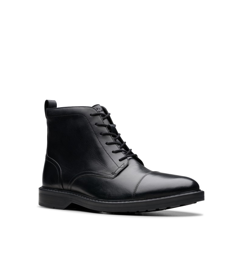 Clarks - Aldwin Cap Black Leather