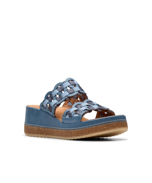 Clarks - Kassanda Mule Blue Combi Leather Clarks - Kassanda Mule Blue Combi Leather
