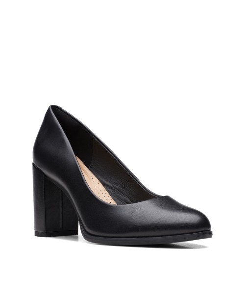Clarks - Freva85 Court Black Leather Clarks - Freva85 Court Black Leather