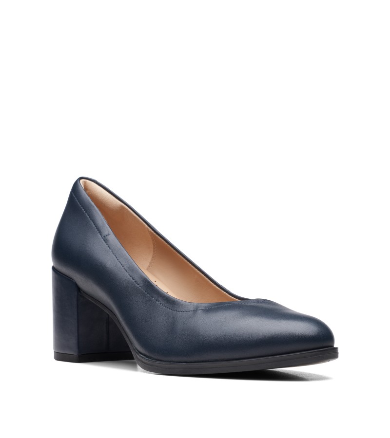 Clarks - Freva55 Court Navy Leather