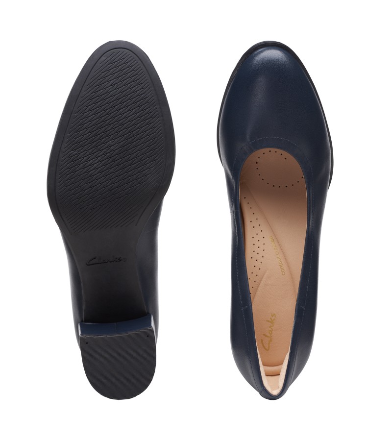 Clarks - Freva55 Court Navy Leather