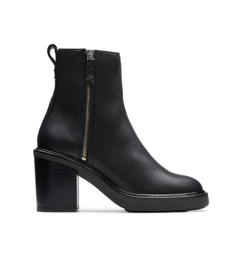 Clarks - Cassiano Zip Black Leather