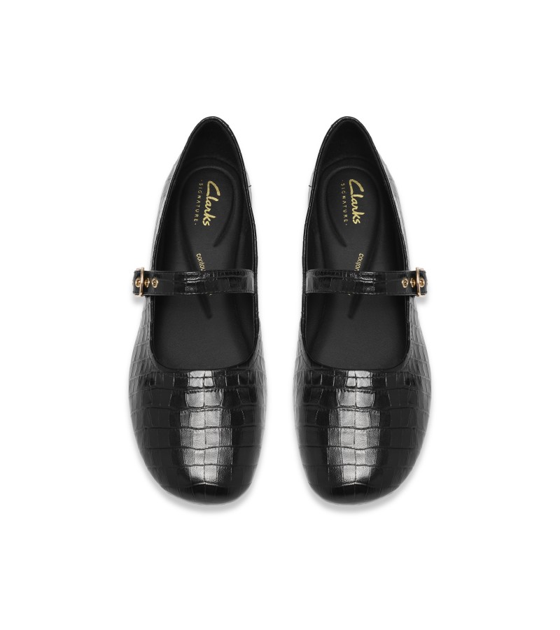 Clarks - Livia Jane Black Croc Leather Clarks - Livia Jane Black Croc Leather