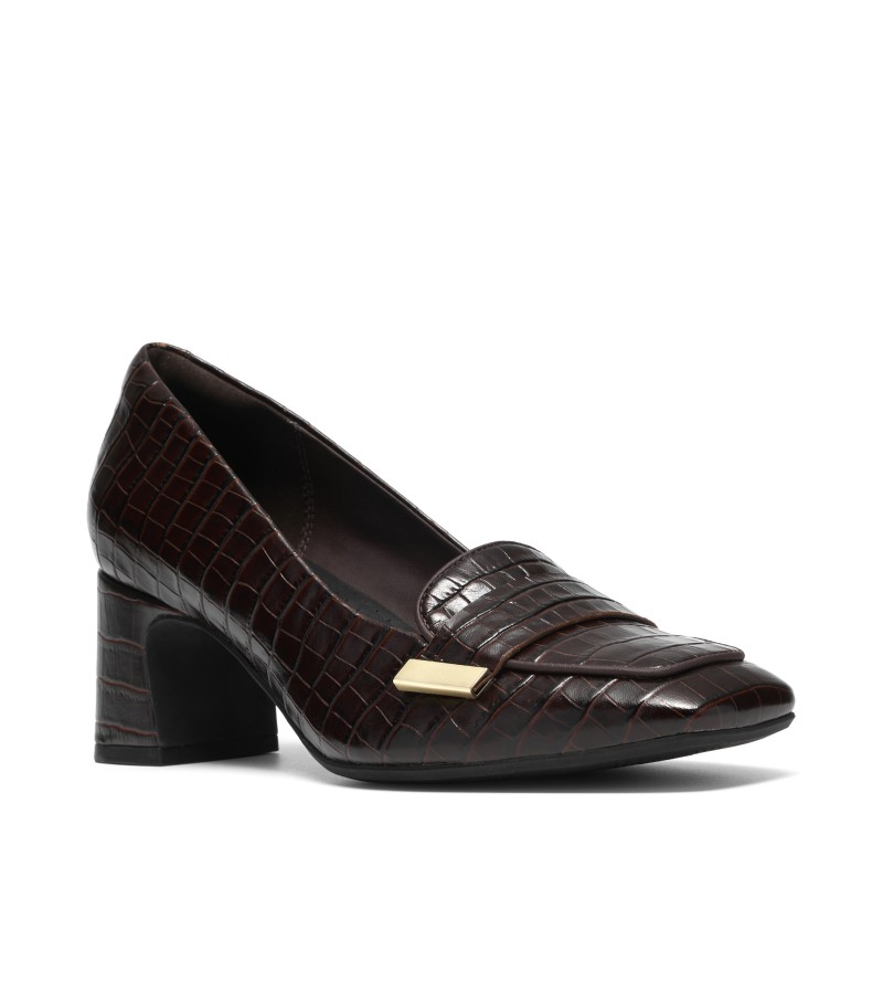 Clarks - Fernie Edge Dark Brown Croc Leather