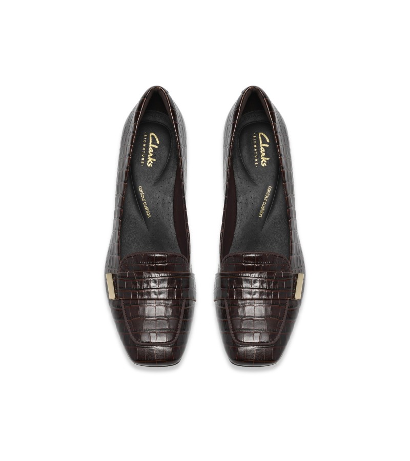 Clarks - Fernie Edge Dark Brown Croc Leather