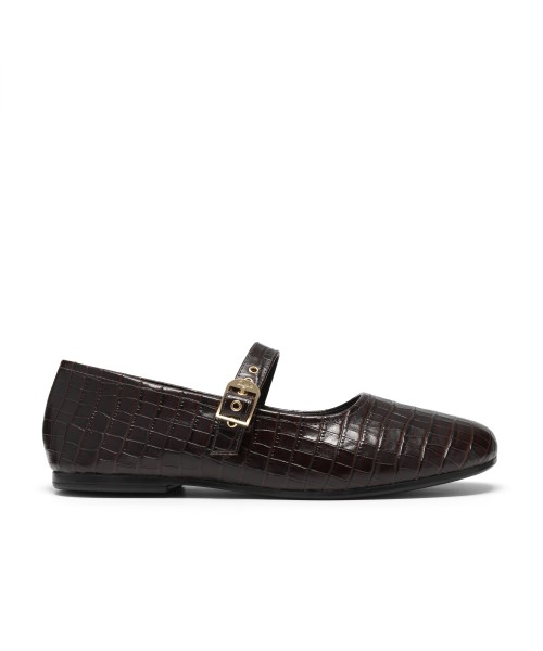 Clarks - Livia Jane Dark Brown Croc Leather Clarks - Livia Jane Dark Brown Croc Leather