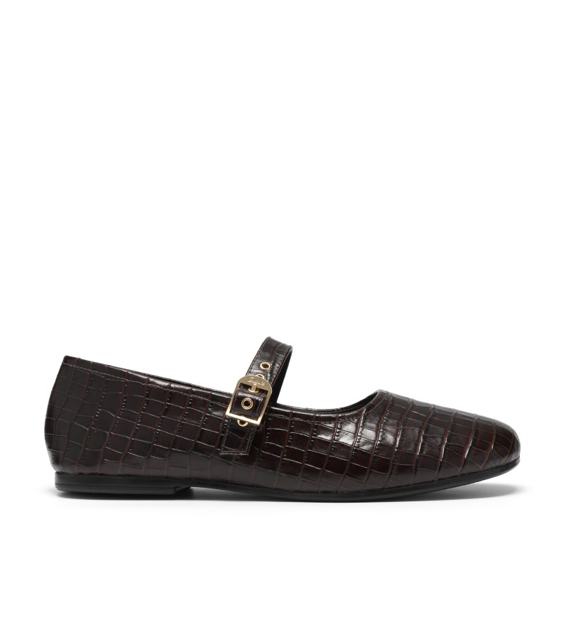 Clarks - Livia Jane Dark Brown Croc Leather