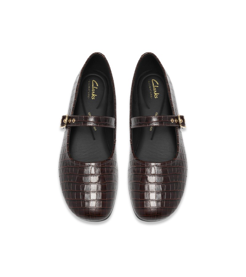 Clarks - Livia Jane Dark Brown Croc Leather