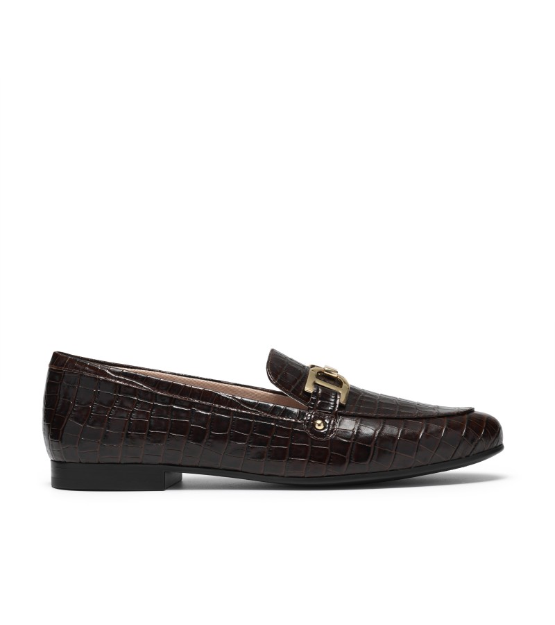Clarks - Tamna Trim Brown Croc Leather Clarks - Tamna Trim Brown Croc Leather