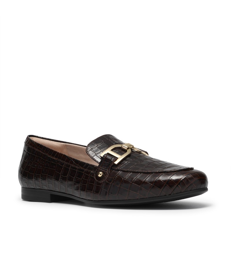 Clarks - Tamna Trim Brown Croc Leather Clarks - Tamna Trim Brown Croc Leather