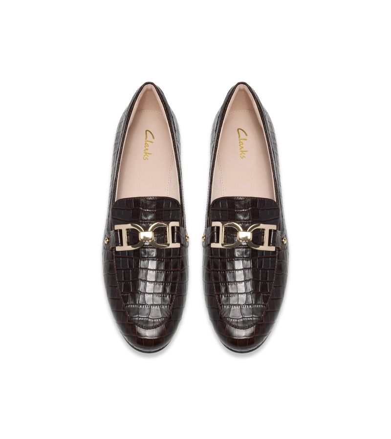Clarks - Tamna Trim Brown Croc Leather Clarks - Tamna Trim Brown Croc Leather