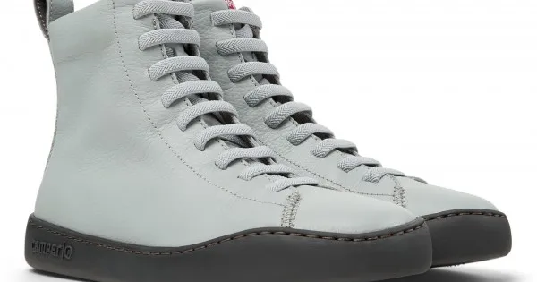 Chaussures De Sport Camper Femme Peu Touring K400817 - Cuir De Vachette - Gris Foncé